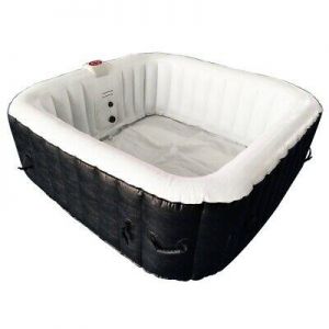 Everything you need Pools & Spas ALEKO Square Inflatable Hot Tub Spa With Cover 4 Person 160 Gallon Black/White